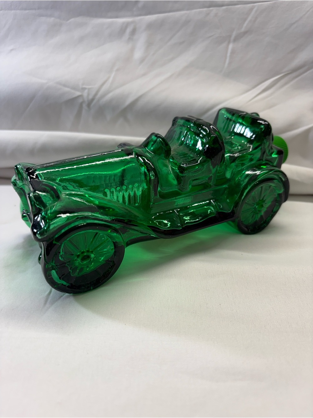 Avon Emerald Green Glass Vintage Car Decanter